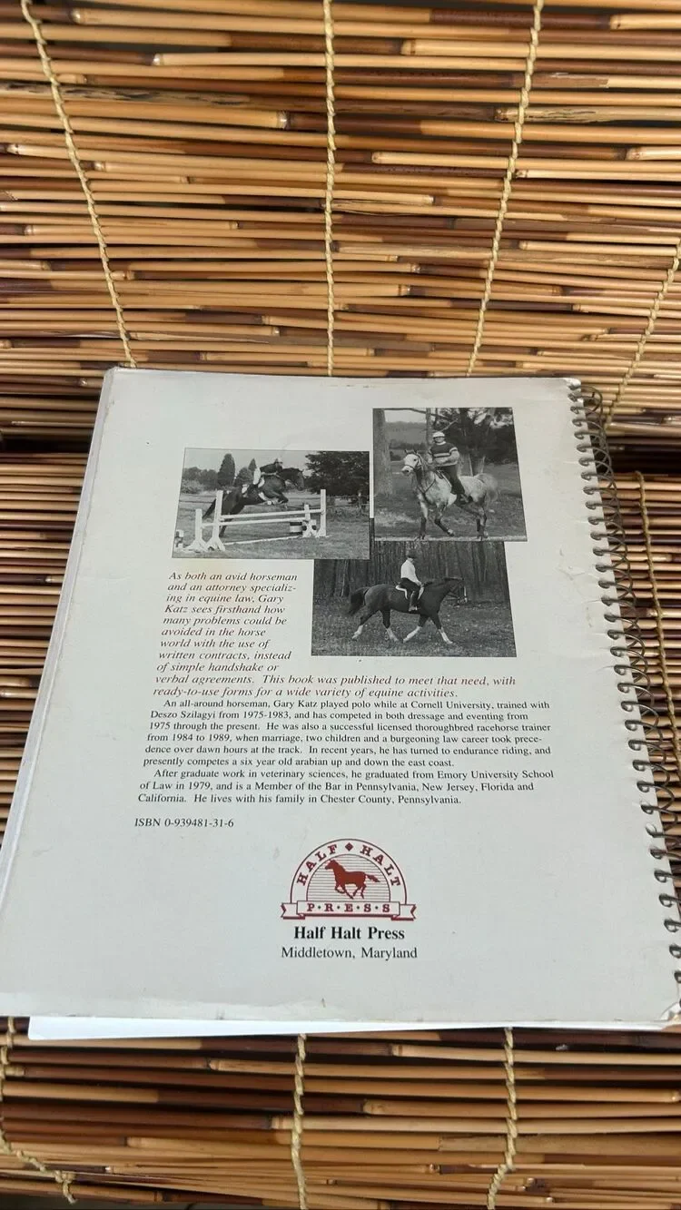 Equine Legal Handbook - paperback Spiral Katz Gary